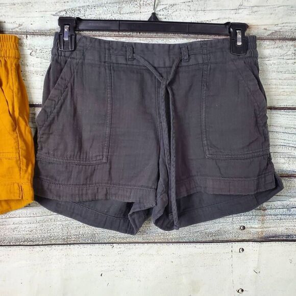 Old Navy Women’s Linen Blend Pull-On Shorts Size Small Mustard & Charcoal - Picture 3 of 10